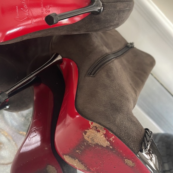 Christian Louboutin Big Lip brown cap toe stiletto booties suede 36 5.5 - Picture 12 of 12